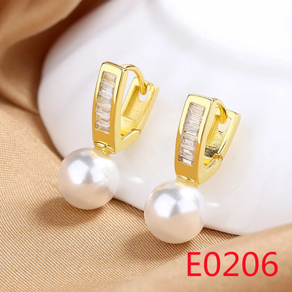 1 Pair Elegant Streetwear U Shape Round Inlay Copper Artificial Pearls Zircon Drop Earrings