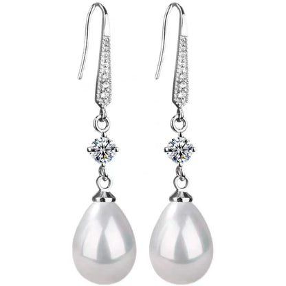 1 Pair Elegant Streetwear U Shape Round Inlay Copper Artificial Pearls Zircon Drop Earrings