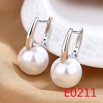 1 Pair Elegant Streetwear U Shape Round Inlay Copper Artificial Pearls Zircon Drop Earrings