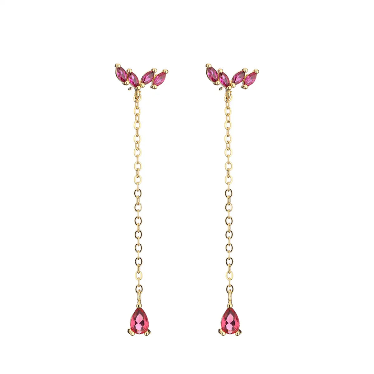 1 Pair Elegant Streetwear Water Droplets Inlay Copper Zircon Gold Plated Drop Earrings