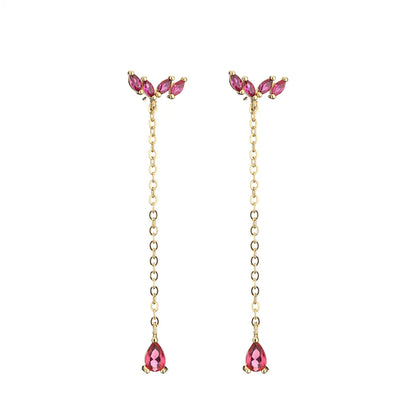 1 Pair Elegant Streetwear Water Droplets Inlay Copper Zircon Gold Plated Drop Earrings