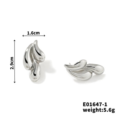 1 Pair Elegant Streetwear Water Droplets Three-Dimensional 304 Stainless Steel K Gold Plated Rhodium Plated Ear Studs