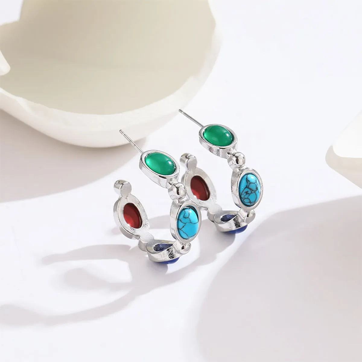 1 Pair Elegant Sun Moon Water Droplets Titanium Steel Drop Earrings