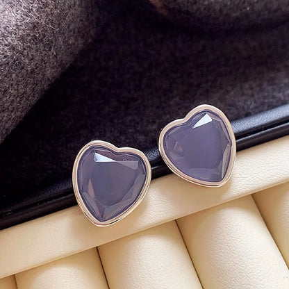 1 Pair Elegant Sweet Artistic Heart Shape Alloy Ear Studs