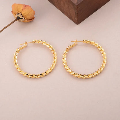 1 Pair Elegant Sweet Artistic Round Braid Copper 18K Gold Plated Palladium White K Earrings