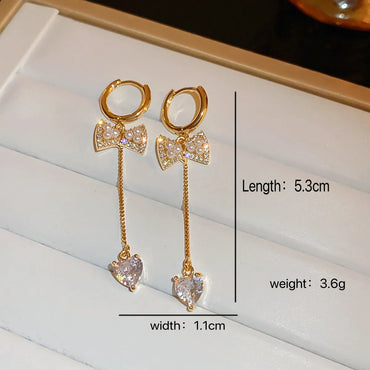 1 Pair Elegant Sweet Bow Knot Alloy Drop Earrings