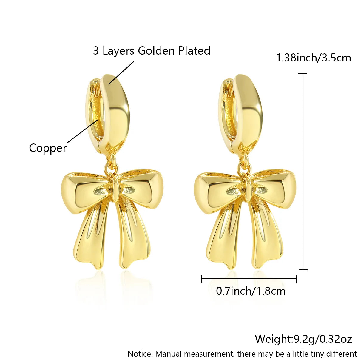 1 Pair Elegant Sweet Bow Knot Plating Inlay Copper Zircon 18K Gold Plated Gold Plated Drop Earrings