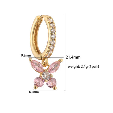 1 Pair Elegant Sweet Butterfly Plating Inlay Copper Zircon 18k Gold Plated Drop Earrings