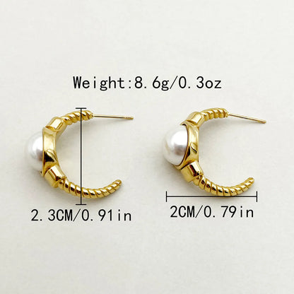 1 Pair Elegant Sweet C Shape Plating Stainless Steel Gold Plated Ear Studs