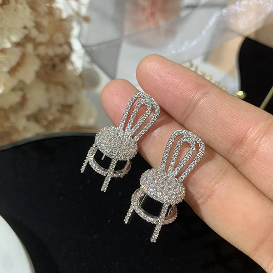 1 Pair Elegant Sweet Chair Plating Inlay Copper Zircon Ear Studs