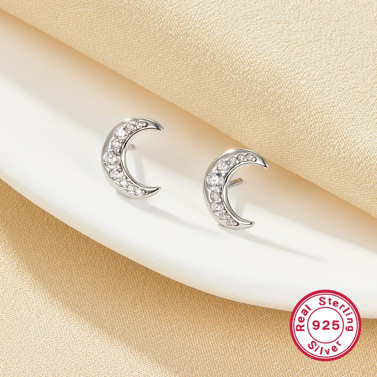 1 Pair Elegant Sweet Clouds Star Moon Sterling Silver White Gold Plated Ear Studs