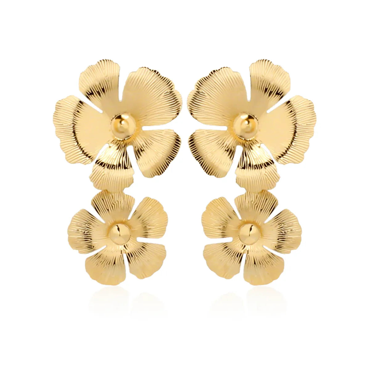 1 Pair Elegant Sweet Commute Flower Plating Iron Gold Plated Drop Earrings