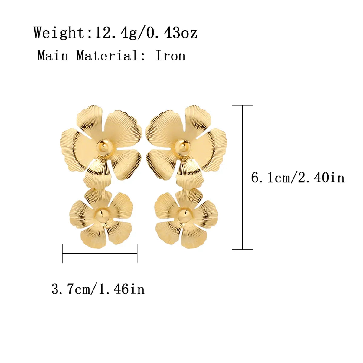 1 Pair Elegant Sweet Commute Flower Plating Iron Gold Plated Drop Earrings