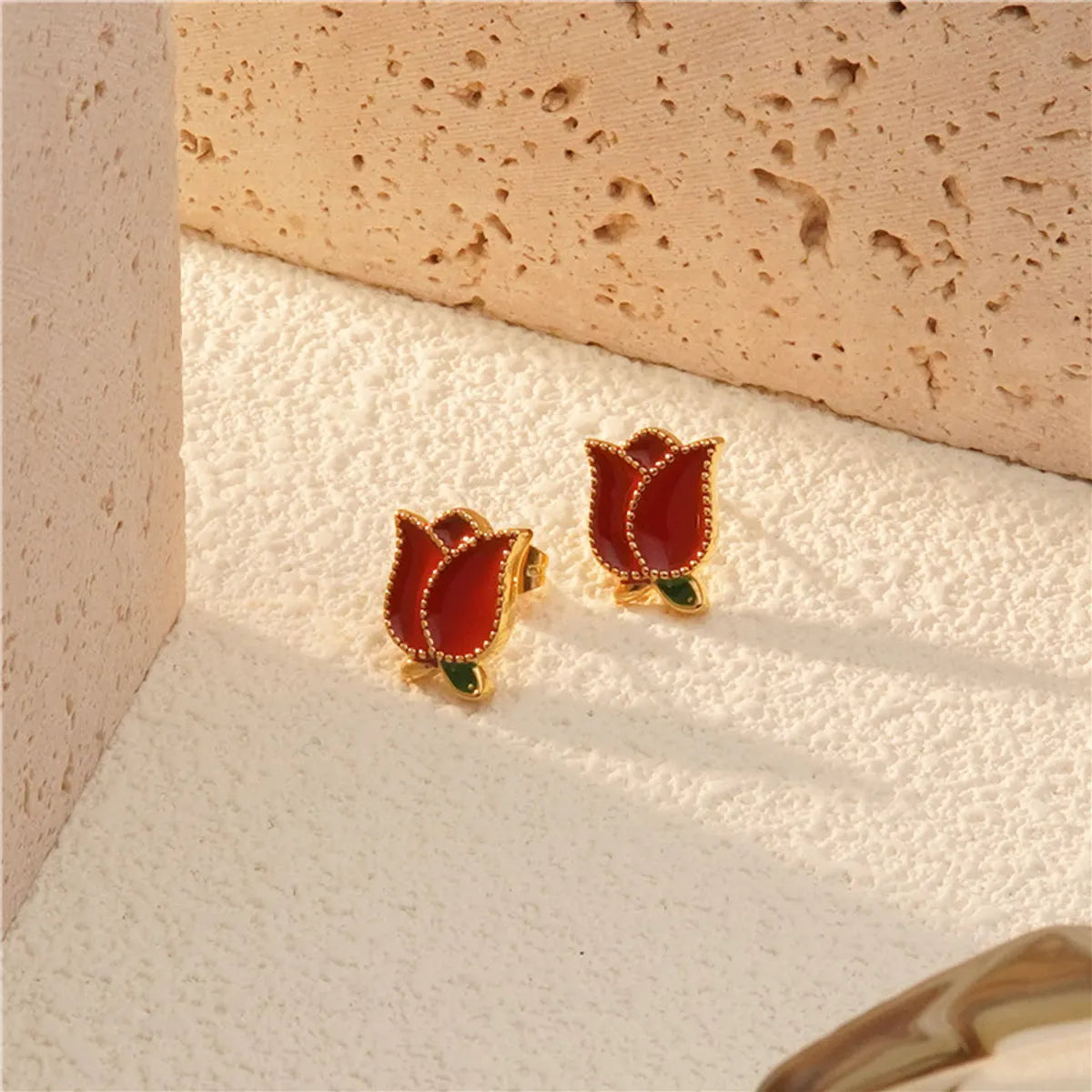 1 Pair Elegant Sweet Commute Flower Tulip 304 Stainless Steel 18K Gold Plated Ear Studs