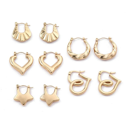 1 Pair Elegant Sweet Commute Heart Shape Plating Stainless Steel 18k Gold Plated Earrings