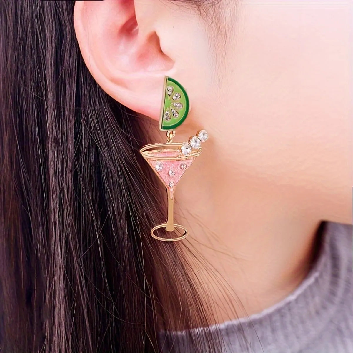 1 Pair Elegant Sweet Cup Drink Cup Arylic Alloy Drop Earrings