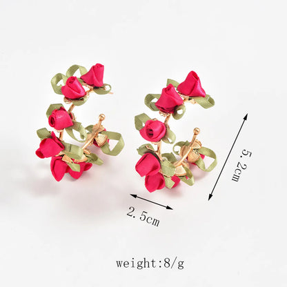 1 Pair Elegant Sweet Flower Alloy Ear Studs