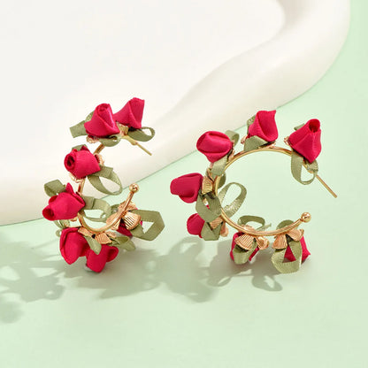 1 Pair Elegant Sweet Flower Alloy Ear Studs