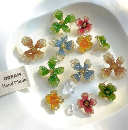 1 Pair Elegant Sweet Flower Artificial Crystal Ear Studs