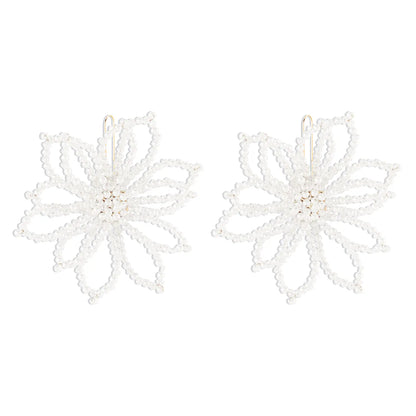 1 Pair Elegant Sweet Flower Imitation Pearl Iron Drop Earrings