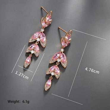 1 Pair Elegant Xuping Sweet Flower Plating Inlay Alloy Artificial Gemstones 18k Gold Plated Drop Earrings