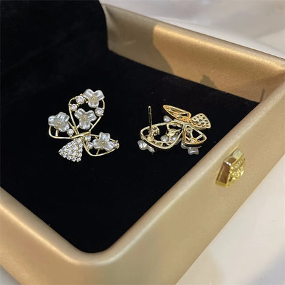 1 Pair Elegant Sweet Flower Plating Inlay Copper Zircon Ear Studs