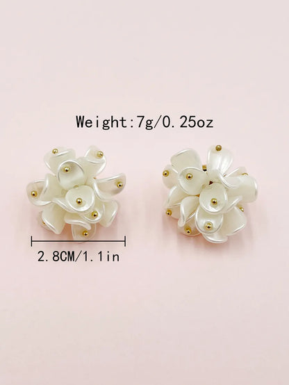 1 Pair Elegant Sweet Flower Stainless Steel Shell Polishing Plating Gold Plated Ear Studs