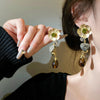 1 Pair Elegant Sweet Flower Tassel Mixed Materials Earrings