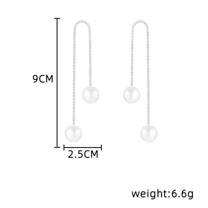 1 Pair Elegant Sweet Geometric Tassel Plating Inlay Copper Artificial Pearls Artificial Diamond Drop Earrings