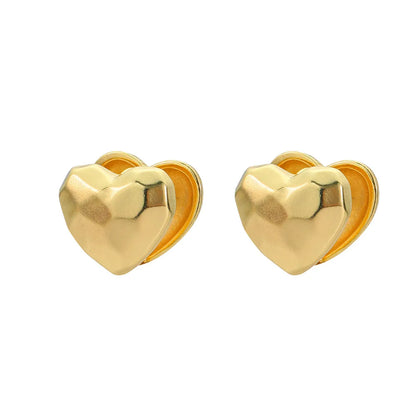 1 Pair Elegant Sweet Heart Shape Plating Copper Ear Studs