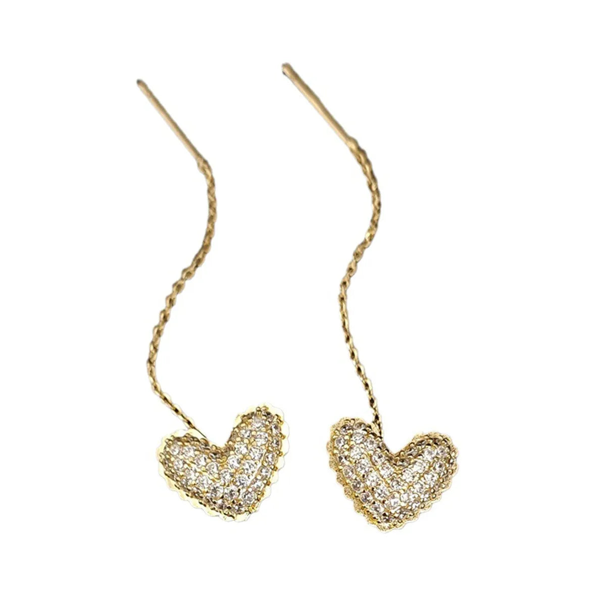 1 Pair Elegant Sweet Heart Shape Plating Copper Gold Plated Drop Earrings