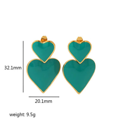 1 Pair Elegant Sweet Heart Shape Titanium Steel Drop Earrings