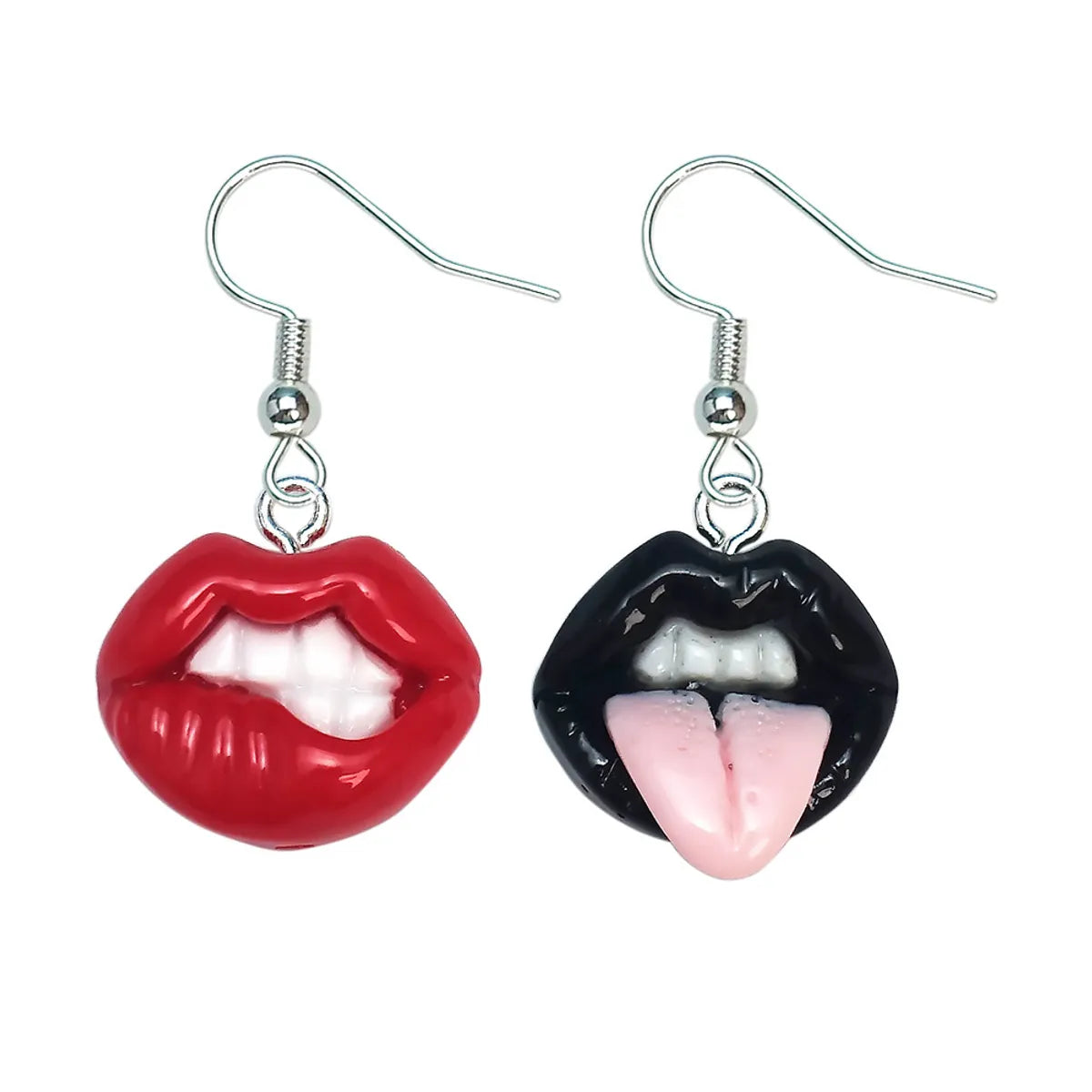 1 Pair Elegant Sweet Lips Plating Plastic Copper Silver Plated Ear Hook