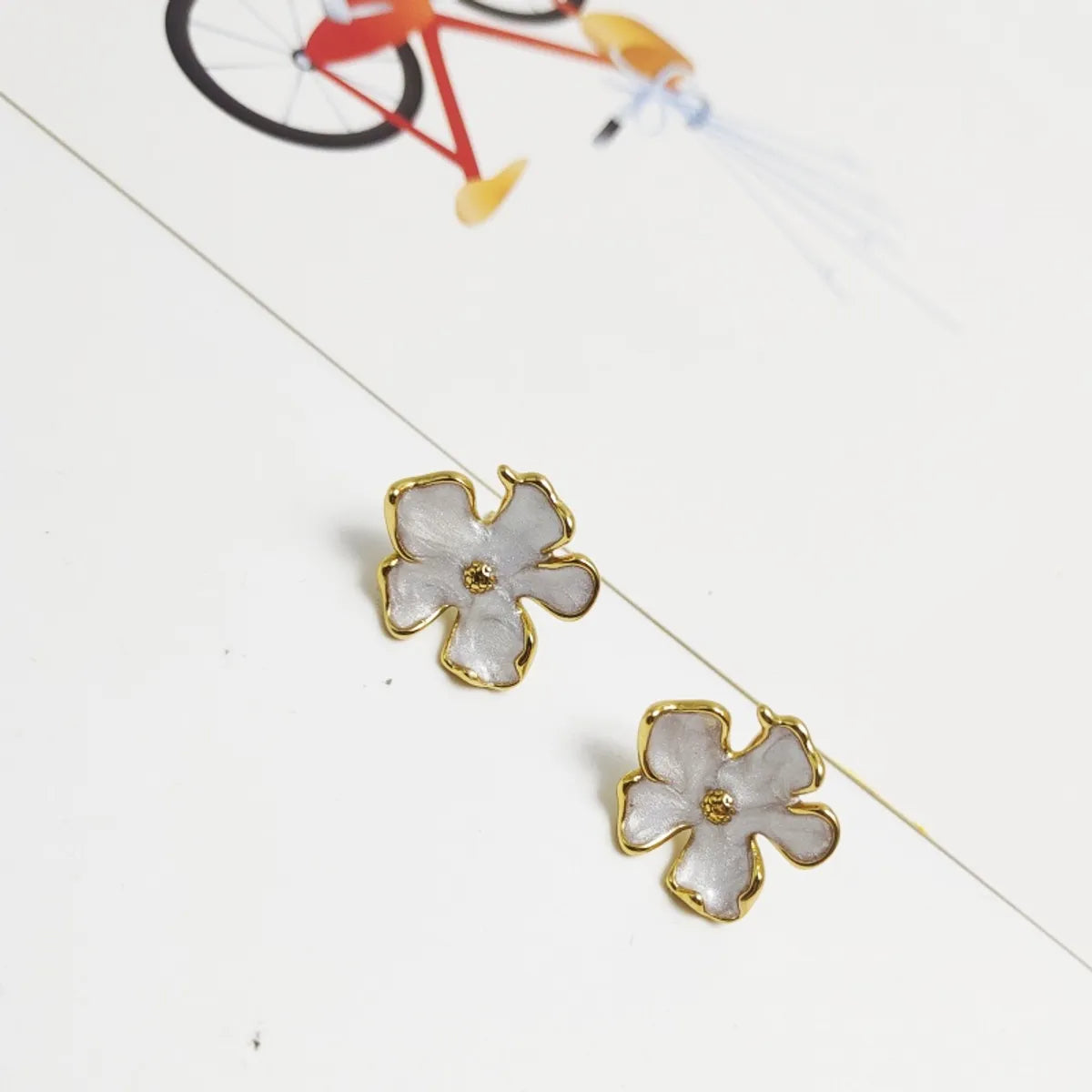 1 Pair Elegant Sweet Pastoral Flower Enamel 304 Stainless Steel 18K Gold Plated Ear Studs