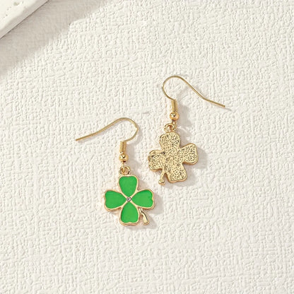 1 Pair Elegant Sweet Pastoral Four Leaf Clover Inlay Arylic Alloy Rhinestones Drop Earrings