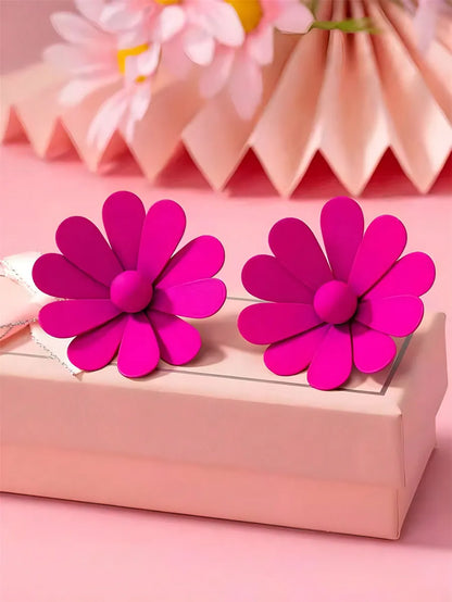 1 Pair Elegant Sweet Plant Flower Patchwork Titanium Steel Iron Ear Studs