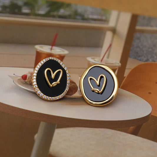 1 Pair Elegant Sweet Round Heart Shape Inlay Copper Zircon 18K Gold Plated Ear Studs