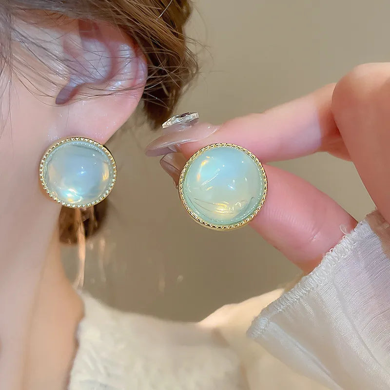 1 Pair Elegant Sweet Round Inlay Resin Resin Ear Studs