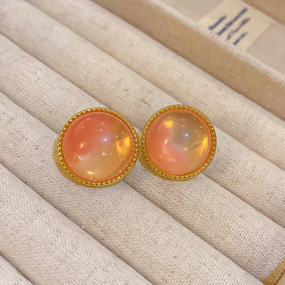 1 Pair Elegant Sweet Round Inlay Resin Resin Ear Studs