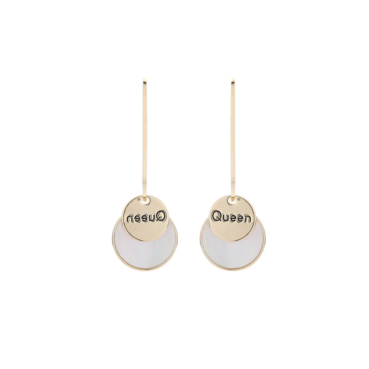 1 Pair Elegant Sweet Round Letter Stoving Varnish Hollow Out Inlay Copper Resin 14K Gold Plated Drop Earrings