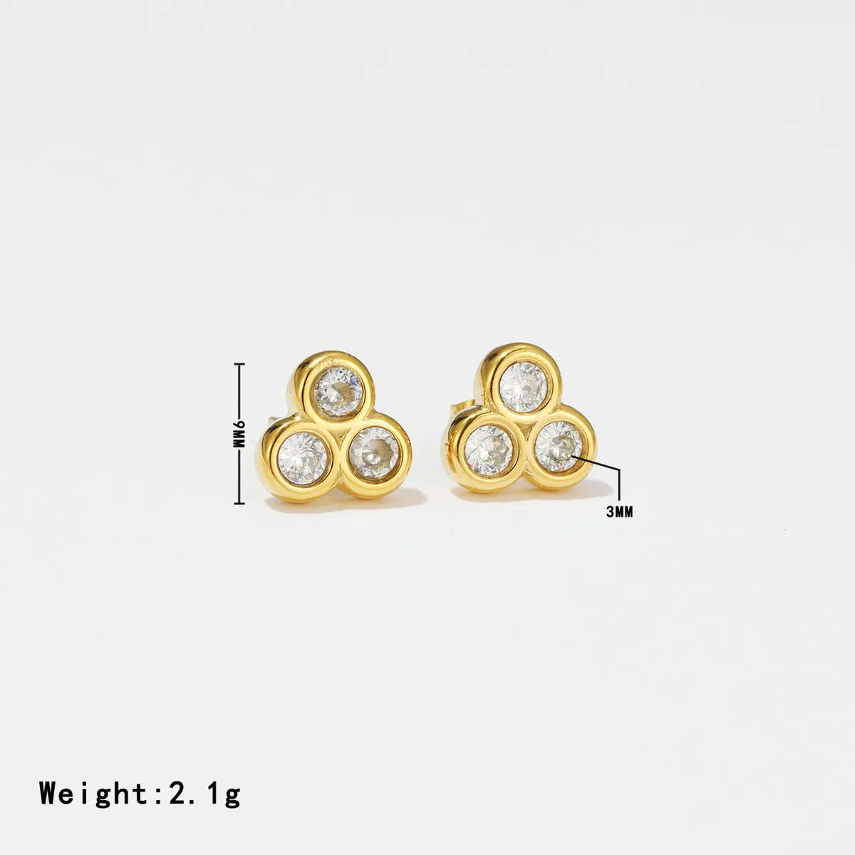 1 Pair Elegant Sweet Round Stitching Plating Inlay Stainless Steel Zircon White Gold Plated Gold Plated Ear Studs