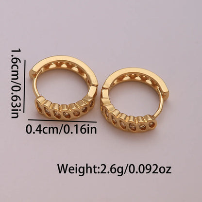 1 Pair Elegant Sweet Shamrock Four Leaf Clover Flower Plating Inlay Imitation Diamond Copper Zircon 18k Gold Plated Hoop Earrings