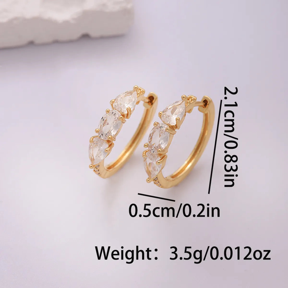 1 Pair Elegant Sweet Shamrock Four Leaf Clover Flower Plating Inlay Imitation Diamond Copper Zircon 18k Gold Plated Hoop Earrings