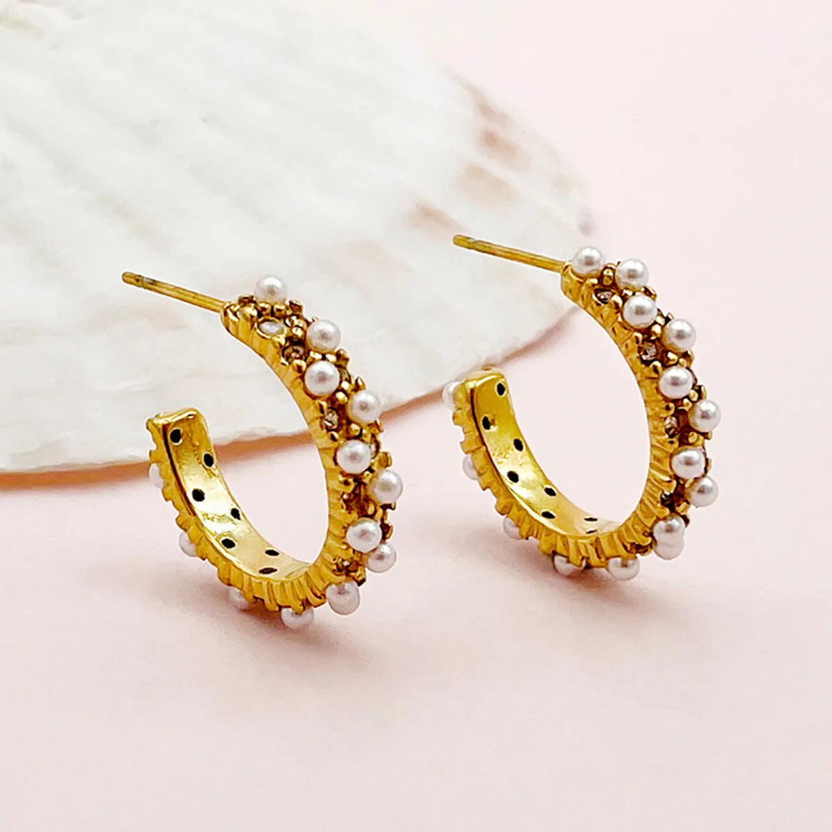 1 Pair Elegant Sweet Simple Style C Shape Plating Stainless Steel Gold Plated Earrings