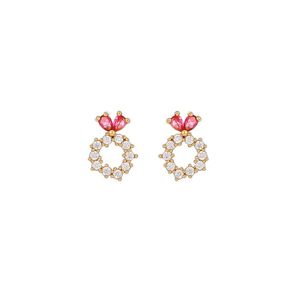 1 Pair Elegant Sweet Simple Style Heart Shape Inlay Copper Zircon Gold Plated Ear Studs