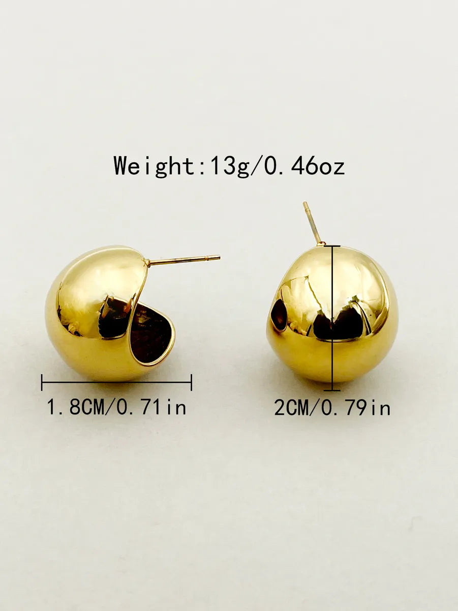 1 Pair Elegant Sweet Simple Style Solid Color Polishing Plating Stainless Steel Metal Gold Plated Ear Studs