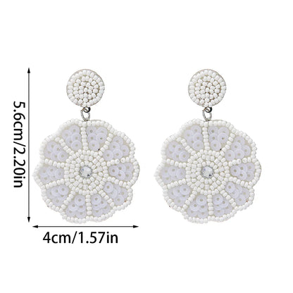 1 Pair Elegant Sweet Solid Color Beaded Beaded Sequin Nonwoven Drop Earrings