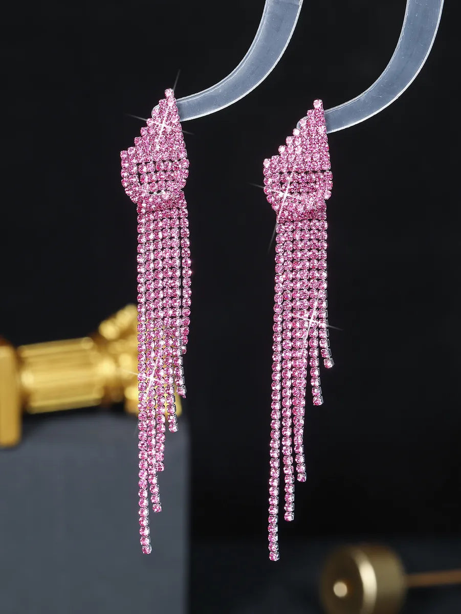 1 Pair Elegant Sweet Solid Color Plating Inlay Alloy Rhinestones Drop Earrings