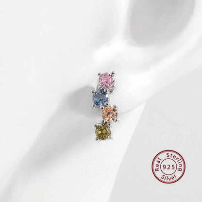 1 Pair Elegant Sweet Splicing Solid Color Plating Inlay Sterling Silver Zircon White Gold Plated Rhodium Plated Ear Studs