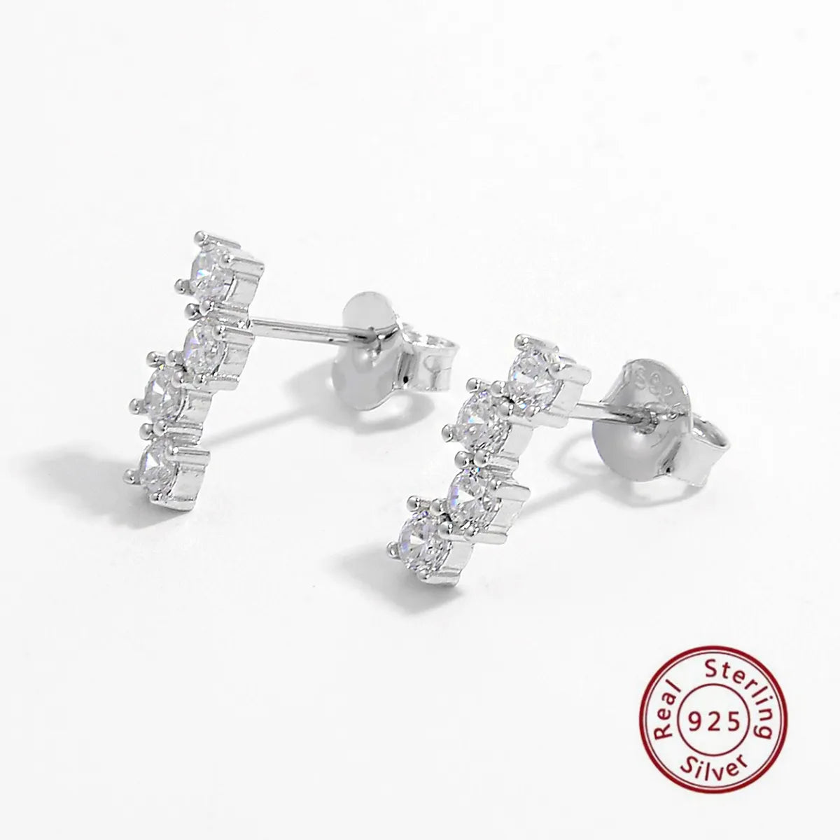 1 Pair Elegant Sweet Splicing Solid Color Plating Inlay Sterling Silver Zircon White Gold Plated Rhodium Plated Ear Studs